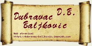 Dubravac Baljković vizit kartica